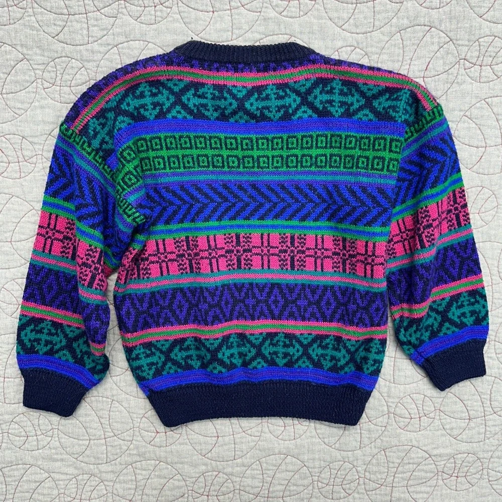 Esprit Kids Sweater Multicolor Geometric Vintage 80s 90s / Kids' Medium